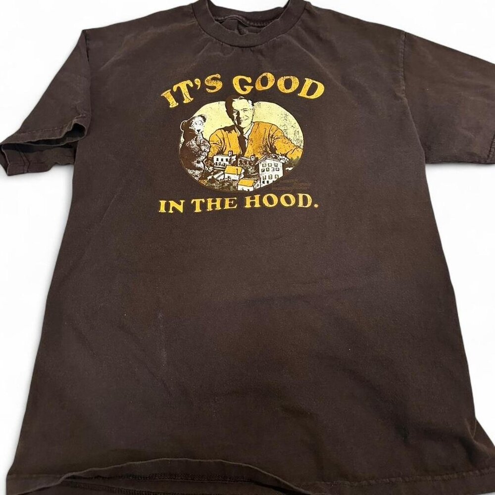 Brown Graphic T-Shirt with Yellow Print